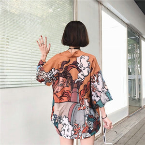 Haori Feminino - Arte Ukiyo-E