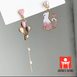 Brinco Assimétrico Gato Rosa e Balões - Japão e Afins