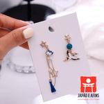 Brincos Assimétricos Garça Azul (Ao Sagi) - Japão e Afins