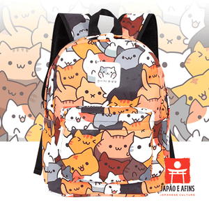 Mochila Multifuncional Gatinhos (Neko Atsume) - Japão e Afins